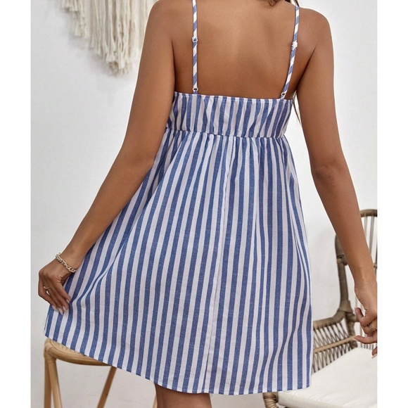 Maternity Stripes Ruffle Cami Dress - Picture 2 of 4